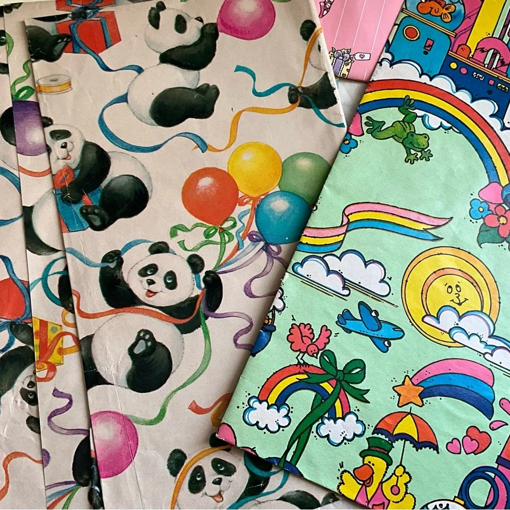 Vintage NOS Lot of 5 Cleo Gift Wrap Baby Shower Kid’s Party Wrapping Paper